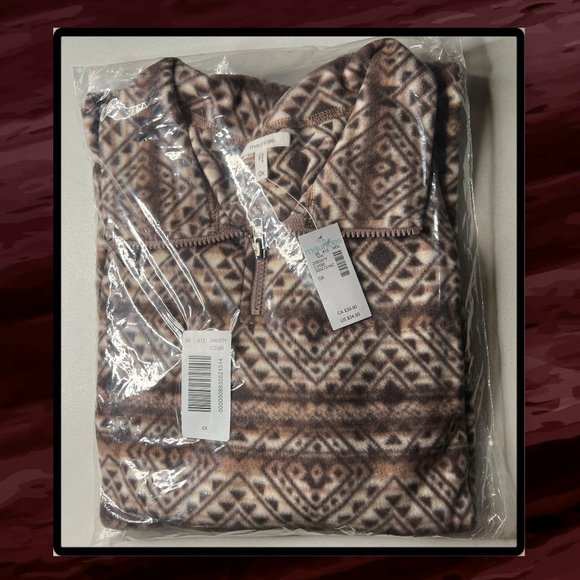 Maurice's Plus Size Geo Print 1/4 Zip Fleece Sweatshirt 0X - Picture 7 of 10
